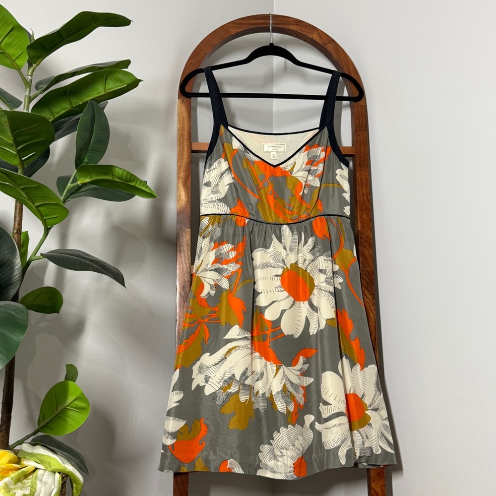 Anthropologie Moulinette Soeurs 8 Floral 100% Silk Grand Gazania Dress